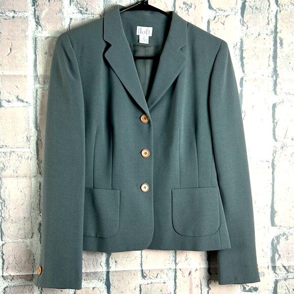 LOFT by Ann Taylor Blazer Women's Size 4 Gray Long Sleeve 3 Button Collared - Picture 1 of 8